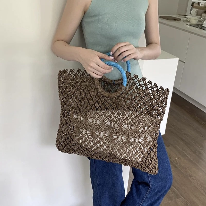 Luxury Bags Women - Boho Woven Straw Tote Bag for