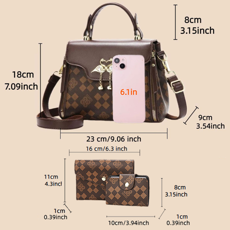 3-piece women's bag set, light - Luxury Bags Women review and price