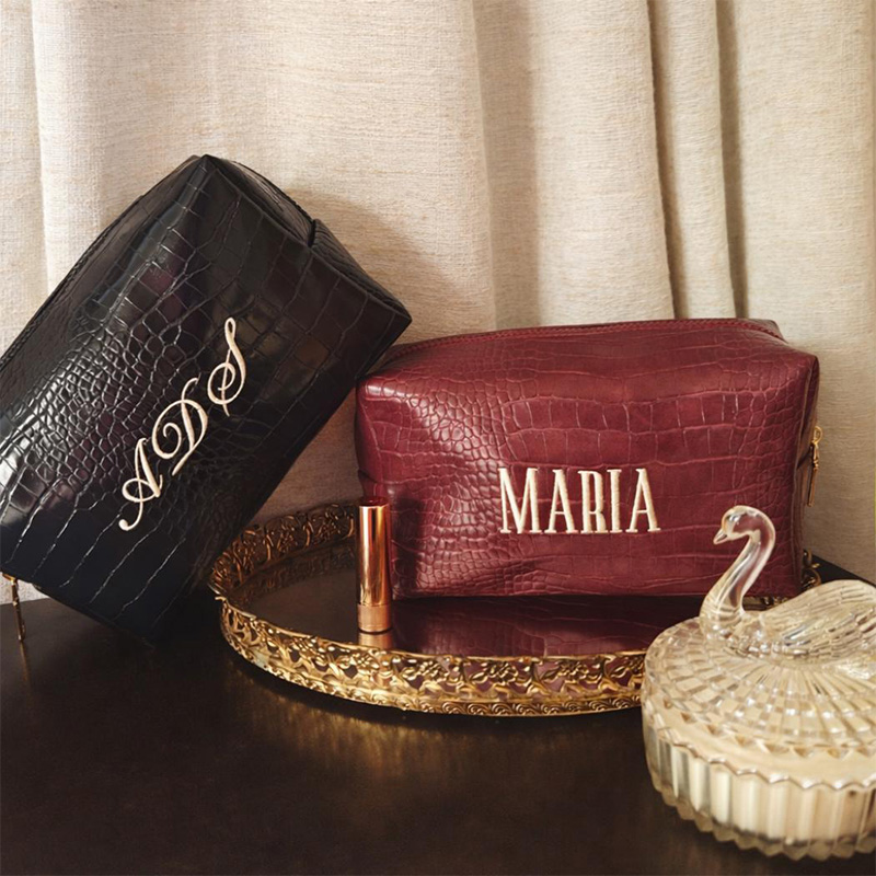 Embroidered Croc Makeup Bag Pe - Luxury Bags Vegan review and price
